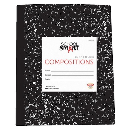 School Smart School Smart 002046 8.5 x 7 In. Flexible Composition Book; 72 Sheets - Black Marble Cover 2046